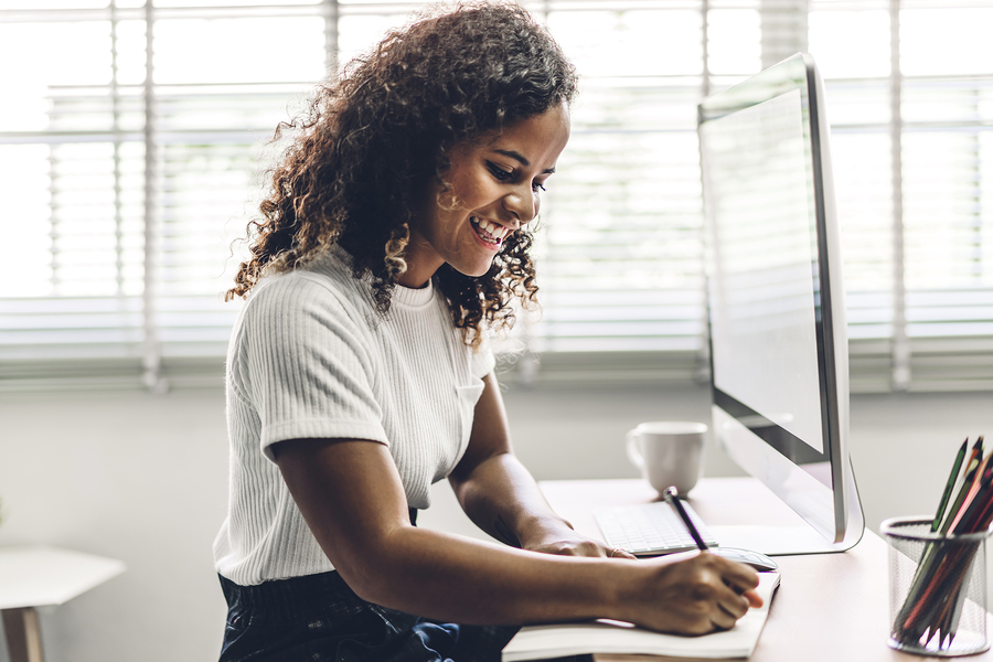 Woman figuring out how much she owes to the IRS