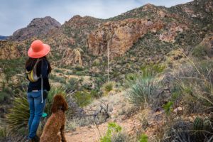 hiker with dog in Tucson, AZ